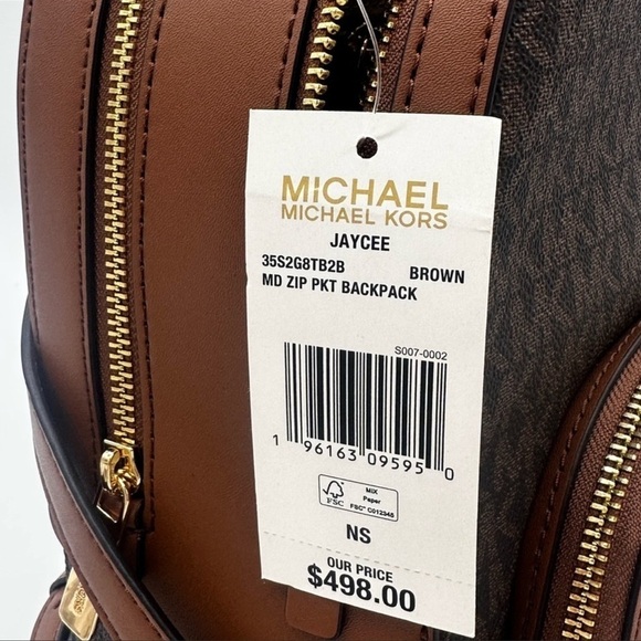 Michael Kors Medium Jaycee Zip Packet Backpack Brown - Picture 14 of 14